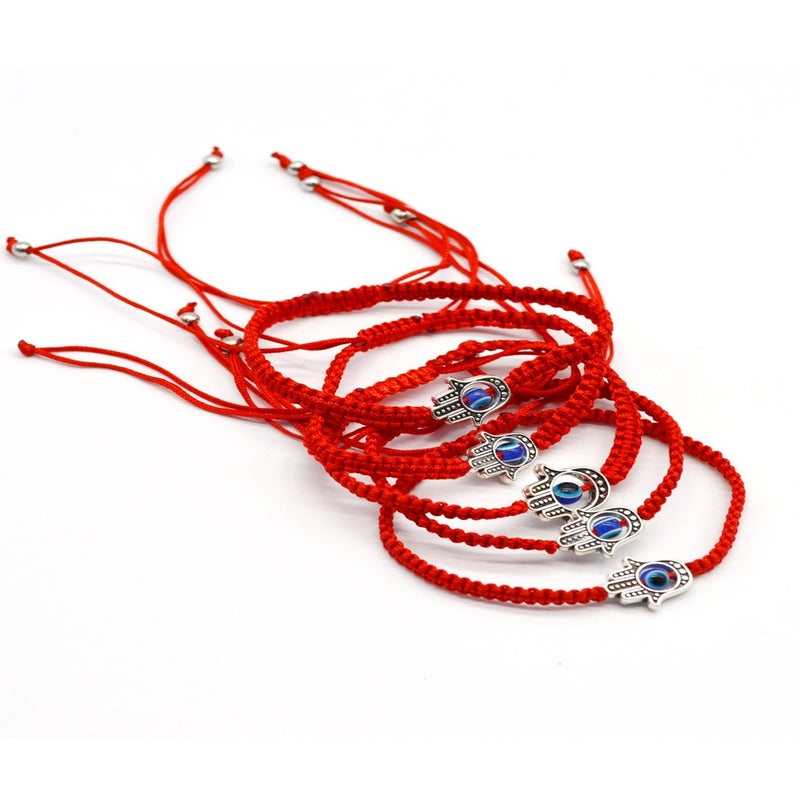 Omonic MAYMIIÂ·HOME 6 pcs Lucky Hamsa Red String Line Kabbalah Bracelets Bracelet Bangle Braided String Cord and Rotating Evil Eye Hamsa Hand - Jewish Amulet Pendant Jewelry for Success and Lucky - Image 2